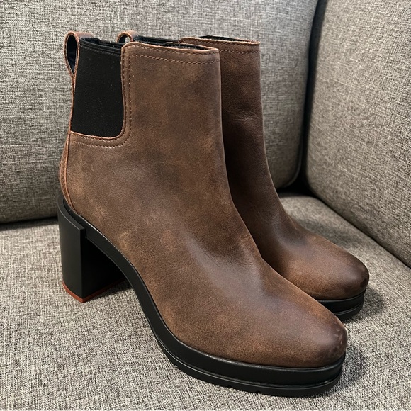 SOREL Blake Block-Heel Leather Chelsea Boots Brown Size 8.5 US - Picture 2 of 11